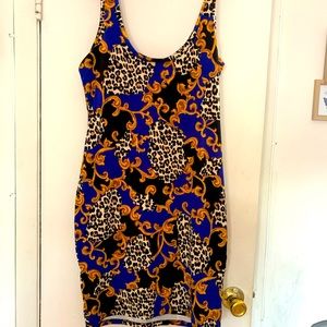 Blue Baroque Animal Print Dress